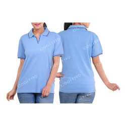 Cotton Rich Womens Collar with Piping T-Shirt