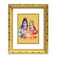 Shivan Parvathi Ganesha 24ct Gold Foil with DG Frame