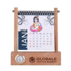 Wooden Table Top Calendar  Holder with Clock