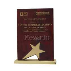 Golden Star Rectangle Piano Finish Trophy