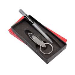 2 - in - 1 Gift Set ( Oval Keychain & Korby Metal Pen with Board Clip )